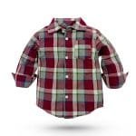 ✅Garanimals-Toddler-Boy-Plaid-Shirt-Long-Sleeve-Maroon-White-Check-2-4-Yrs